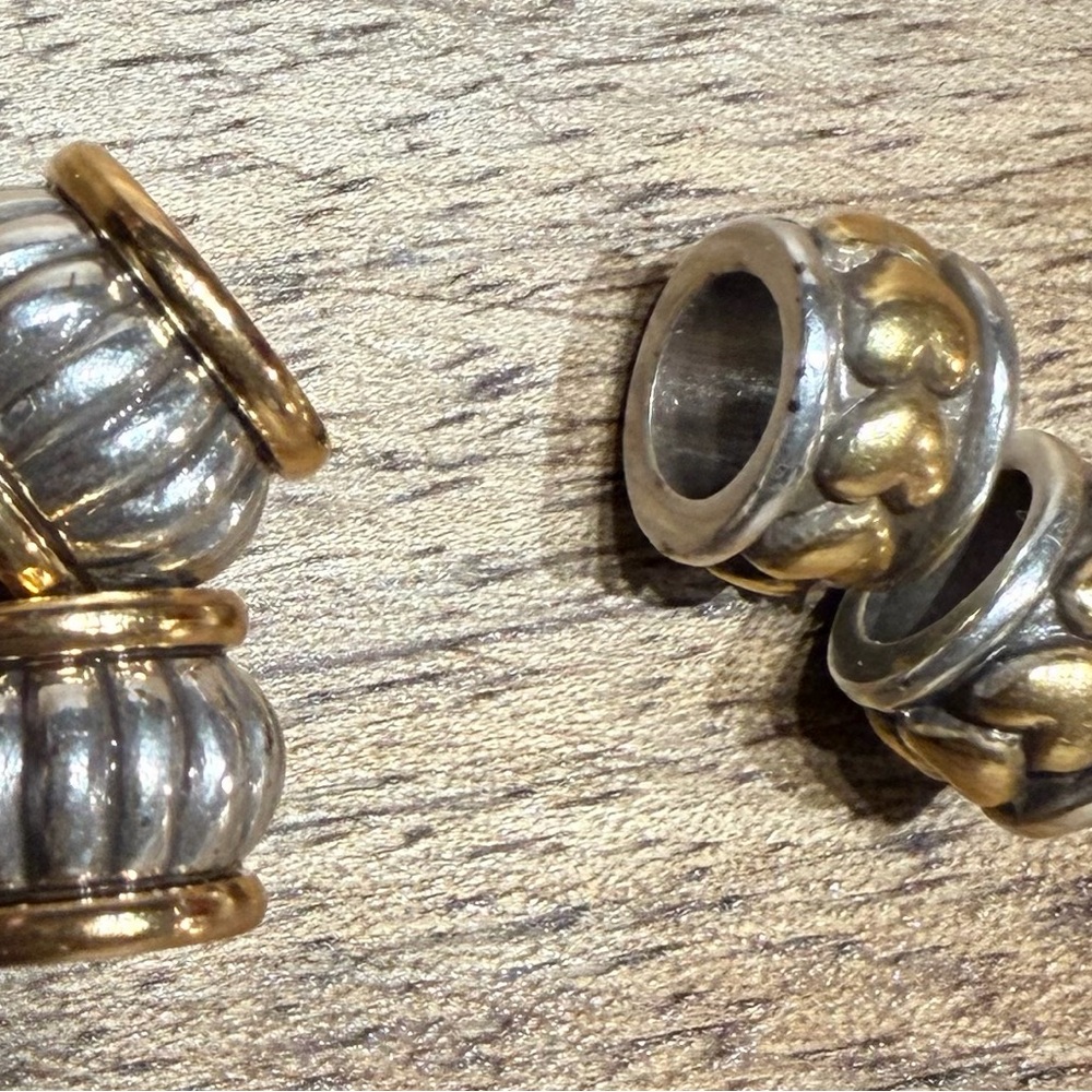 Brighton Silver and Gold Heart Bead Charm set of 4